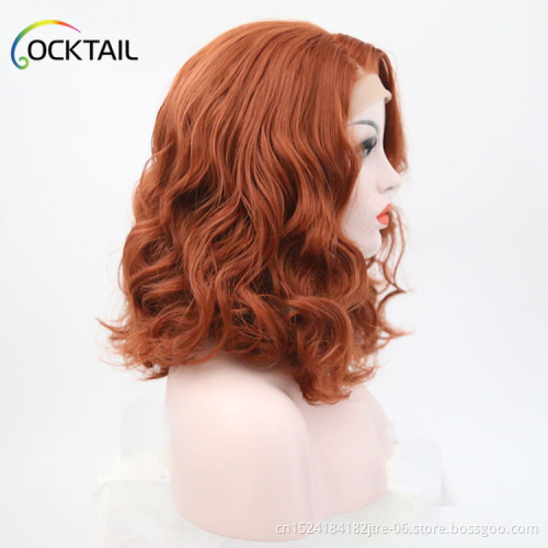 350 orange copper red color synthetic front lace wig, heat resistant colored wig auburn synthetic lace front wig in stock